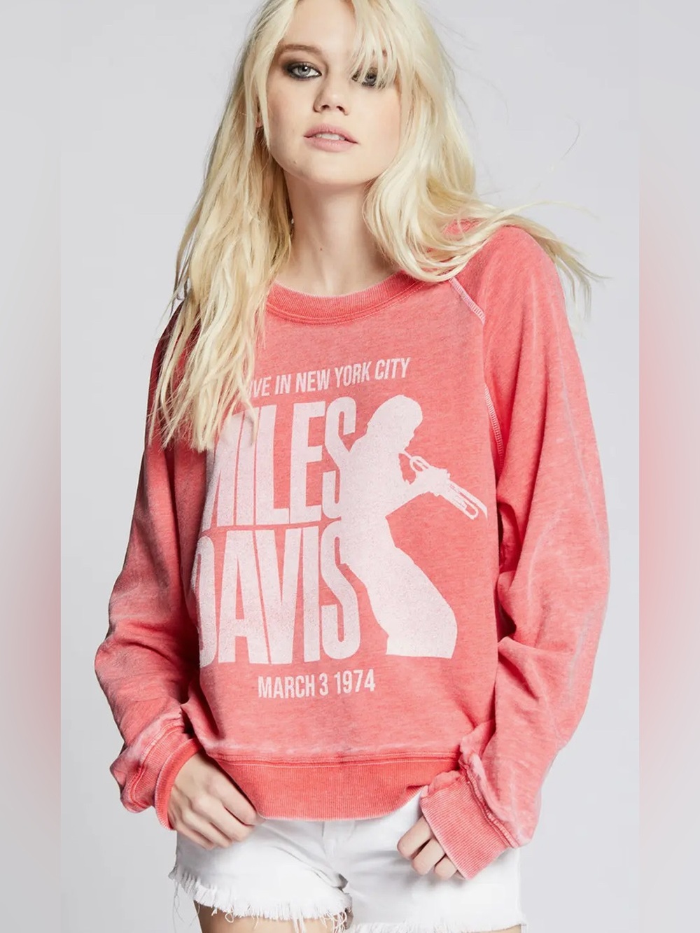 Miles Davis 1974 Tour Burnout Oversized Sweatshirt RECYCLED KARMA Red